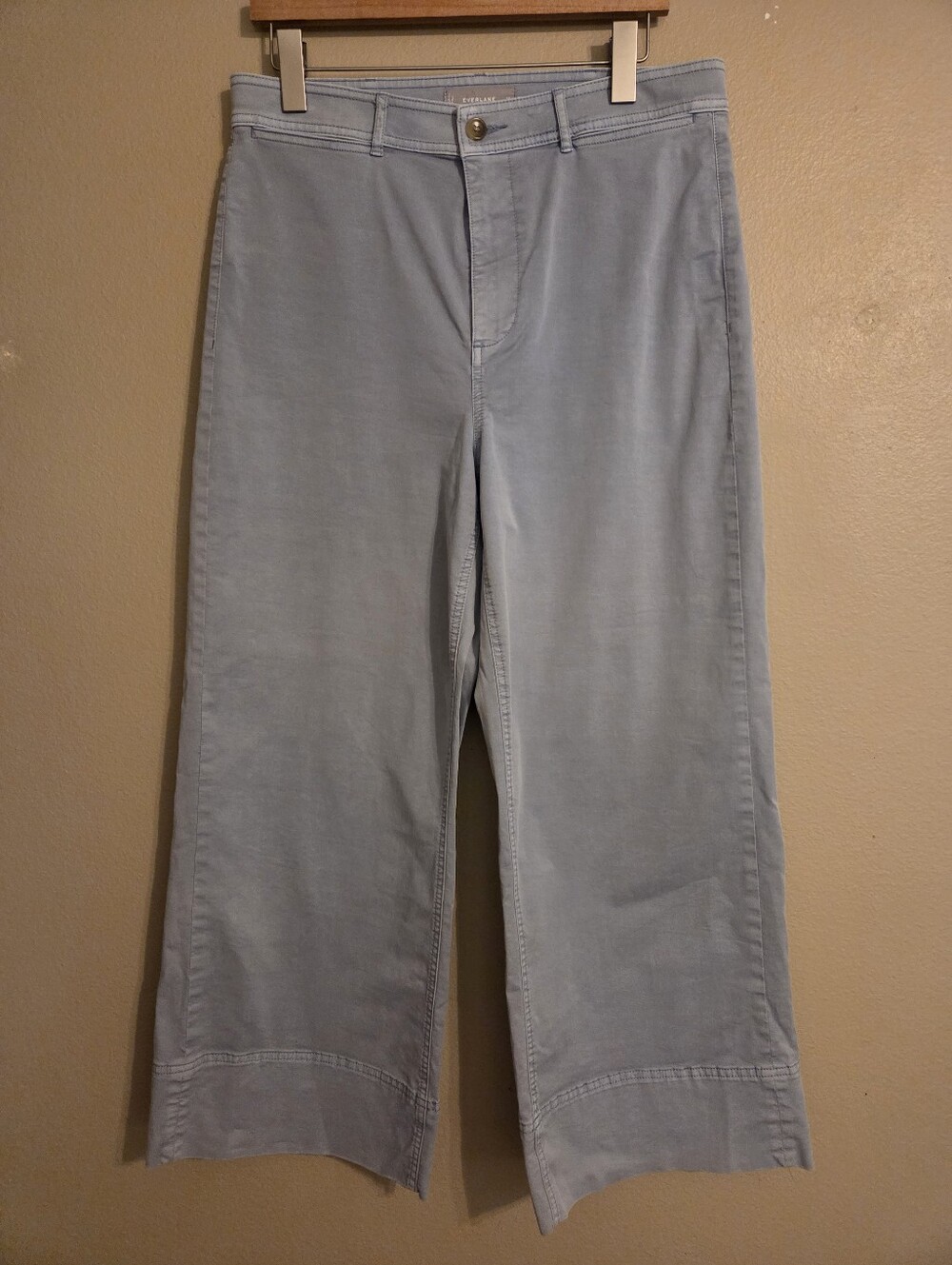 EVERLANE Dusty Blue High-Rise Wide Leg Relaxed Fit Trousers Women's Size 14